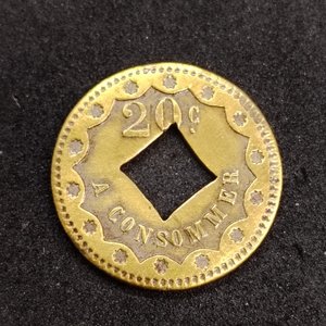 Ficha de Consumo 20 Centésimos Francia Pierre Bussoz París Bronce Diámetro 19.4mm - imagen 3