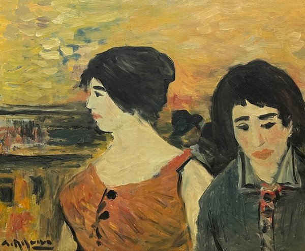 Lote siguiente: Pintura de Alceu Ribeiro "Damas"
