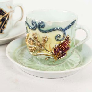 Juego de 3 Tazas de Porcelana Isabelina con Platos - imagen 2