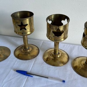 Set de 4 Portavelas de Bronce con Estrellas - imagen 3