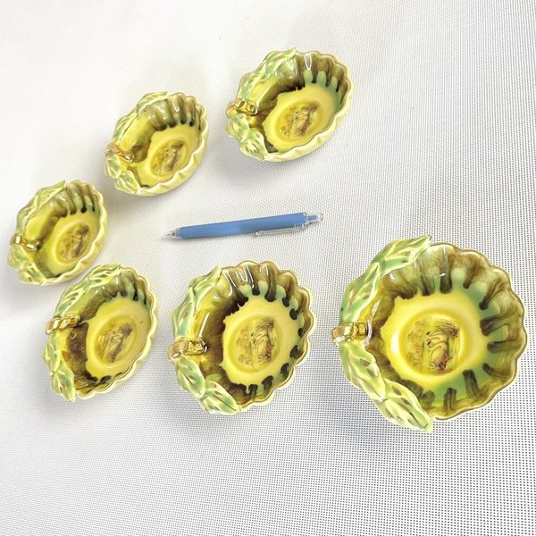 Juego de postre antiguo ornamental con cisnes pintado a mano - imagen 4