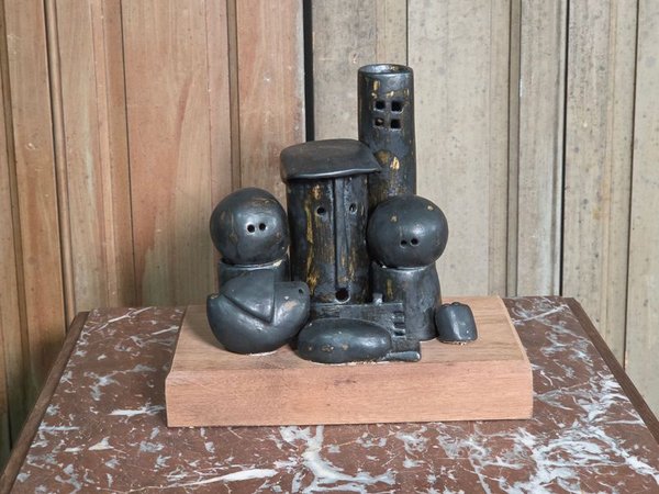 Escultura de Cerámica "Familia" de Uruguay Russi, Firmada - imagen 1