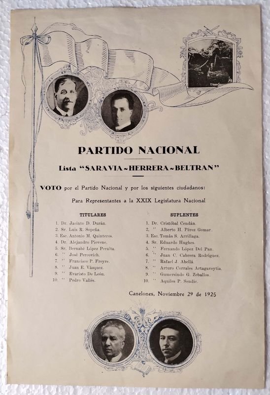 Póster de campaña del Partido Nacional en las elecciones de 1925