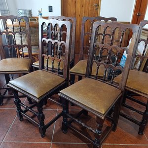Juego de 6 Sillas de Comedor en Madera Maciza de Cedro Rosa Torneado - imagen 1