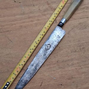 Cuchillo de colección Guazubirá antiguo con cuño, mango de asta - imagen 4