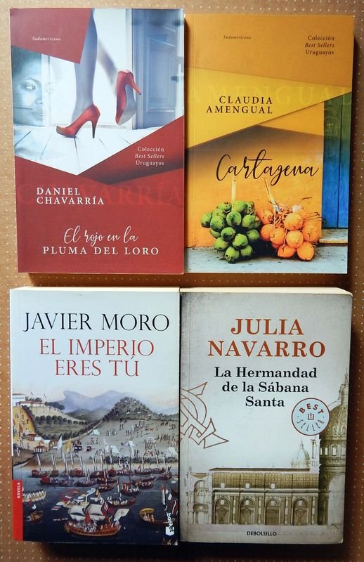 Lote de 4 Novelas: El Rojo En La Pluma Del Loro, Cartagena, El Imperio Eres Tú y La Hermandad De La Sábana Santa