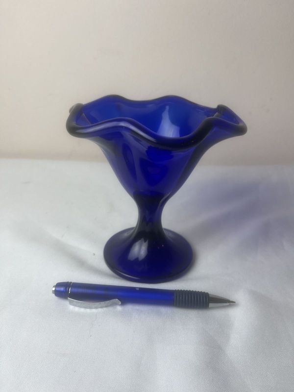 Vaso de cristal azul artesanal - imagen 6