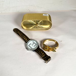 Reloj de Pulsera y Brazalete con Reloj de Sobremesa Dorado - imagen 2