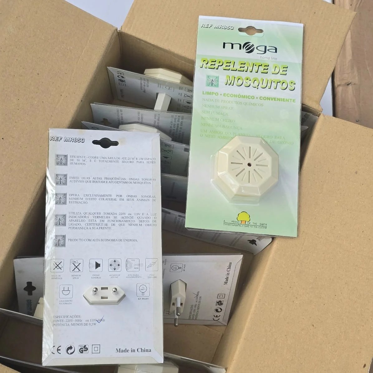 Caja de 100 Repelentes Ultrasónicos de Mosquitos MOGA MR853 220V