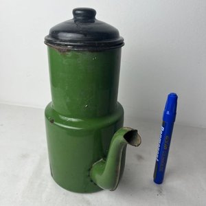 Cafetera Esmaltada Antigua Verde con Tapa Negra - imagen 6