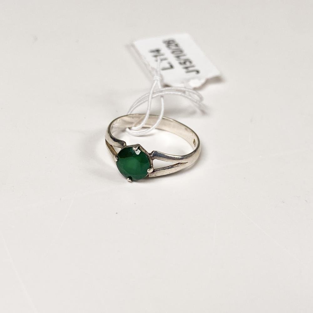 Anillo de Plata con Piedra Verde Talla 15 mm