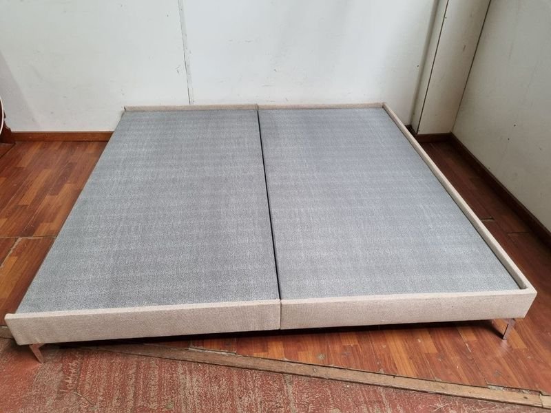 Sommier Base Tapizado Gris y Beige 200x200x28 cm