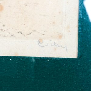 Cuadro a Lápiz y Acuarela: Ciudad Antigua con Marco de Madera Firmado - imagen 4