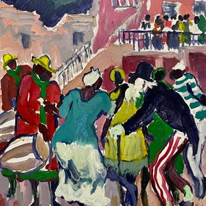 Oleo "Candombe" de Eduardo Vernazza - 50 x 40 cm - imagen 1