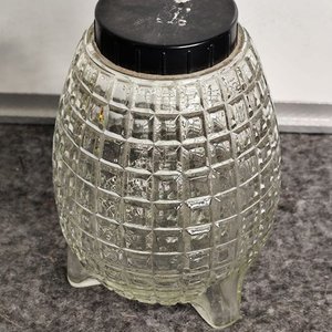 Bollón Antiguo de Vidrio Labrado con Tapa de Baquelita Años 50 - imagen 2