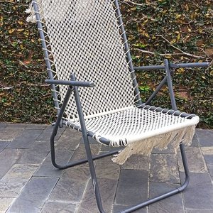 Reposera Reclinable Plegable con Tejido Artesanal en Macramé - imagen 3