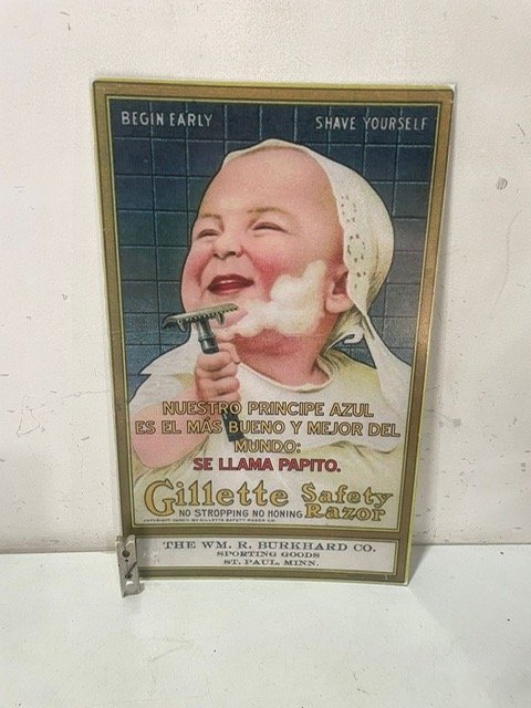 Lote siguiente: Cuadro de anuncio vintage para Gillette Safety Razor