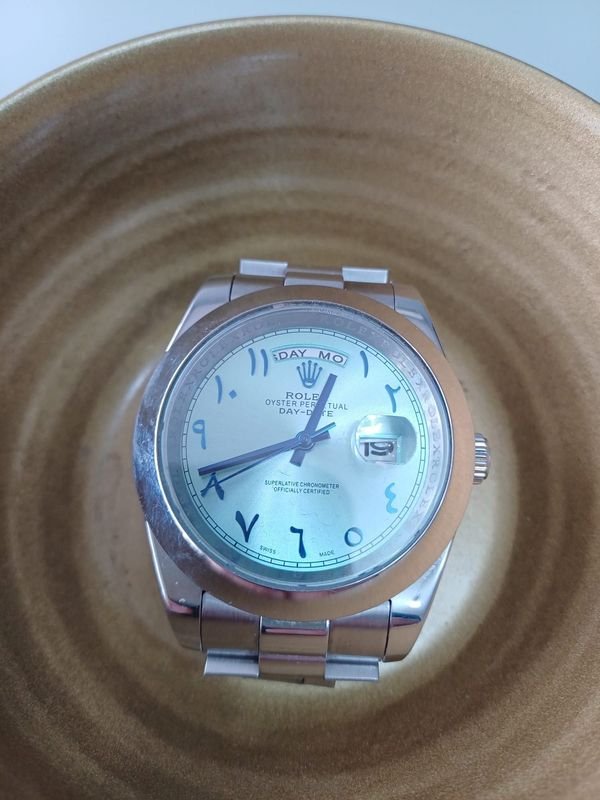 Réplica Reloj Rolex Day-Date Esfera Verde Agua con Números Árabes Orientales
