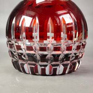 Botellón de Cristal Rojo Grueso Tallado con Diseño Hialino - imagen 6