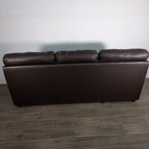 Sillón de 3 cuerpos de cuero marrón oscuro - imagen 8