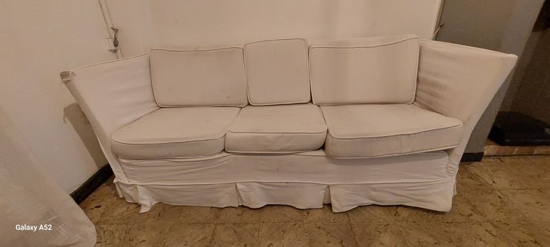 Sillon de tres cuerpos tapizado en tela blanco - imagen 5