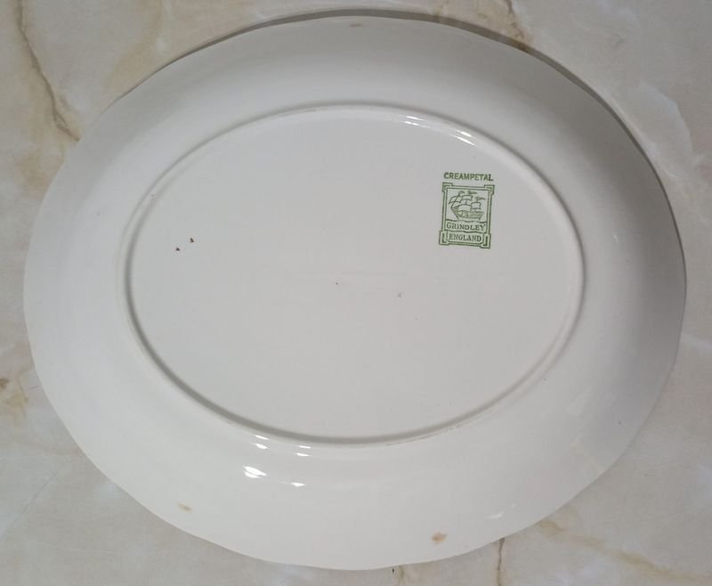 Fuente de Porcelana INGLESA CREAMPETAL GRINDLEY - Guarda morada y dorada - imagen 4