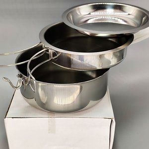 Lote siguiente: Set de Cocina/Camping Acero Inoxidable 3 Piezas con Mangos Plegables