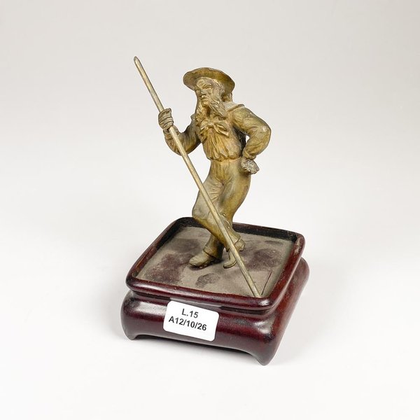 Figura de Bronce de Gondolero con Base de Madera - imagen 1