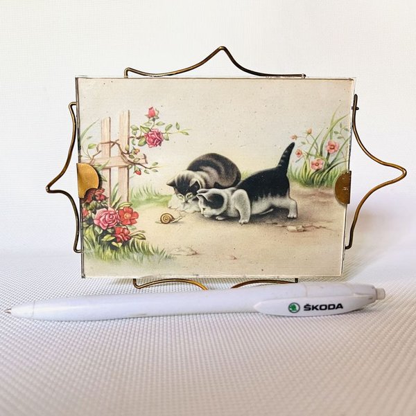 Miniaturas de gatos y despojador de vidrio italiano, tallado - imagen 3
