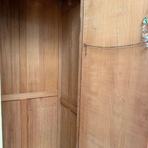 Ropero Antiguo de Roble Pintado con Espejo Ovalado y Cajones - imagen 8