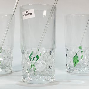 Seis Vasos de Vidrio Altos con Agitadores y Base Prensada - imagen 2