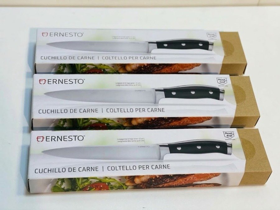 Par de Cuchillos para Carne Ernesto Acero Inoxidable Hoja 17 cm