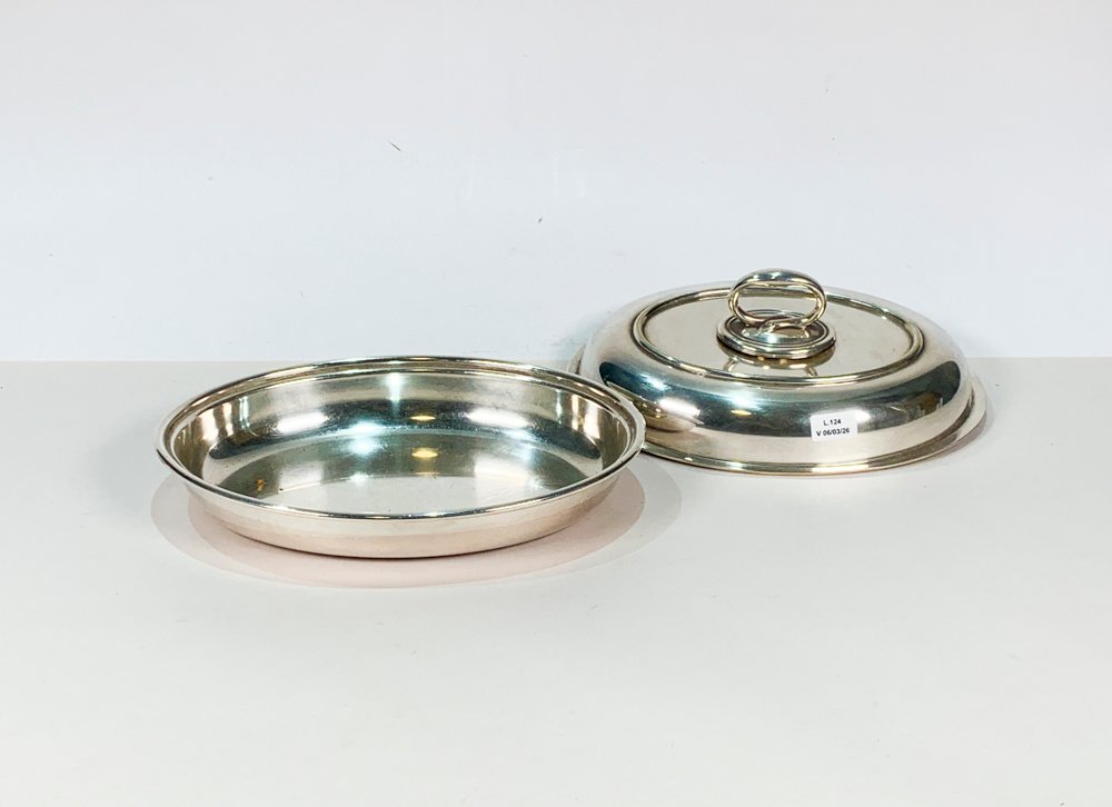 Fuente metalica ovalada ELKINGTON PLATE con tapa y agarradera - imagen 2
