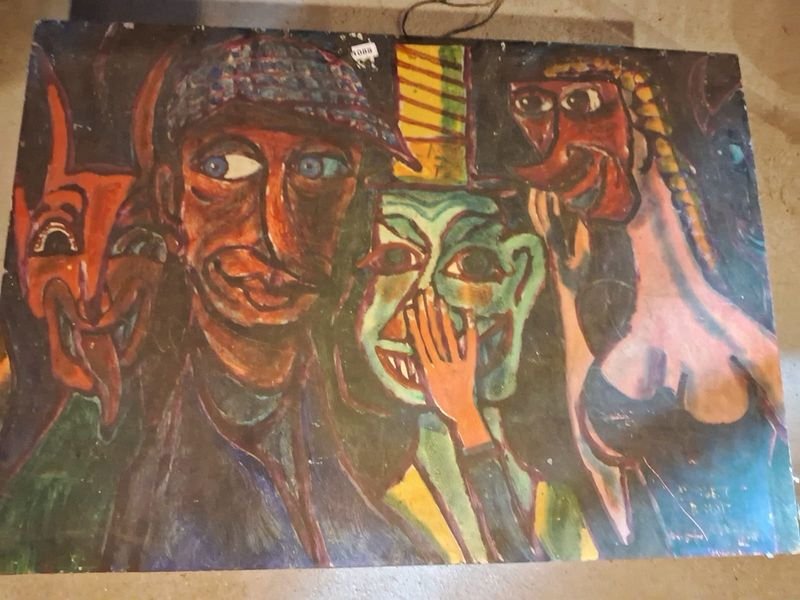 Lote siguiente: Obra de arte expresionista abstracta