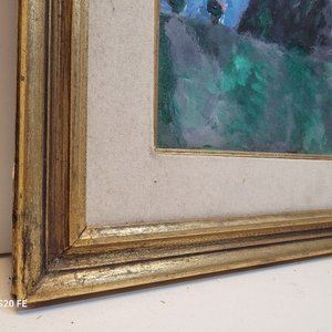 Dos Cuadros con Marco Dorado: Árbol y Figura Abstracta - imagen 3