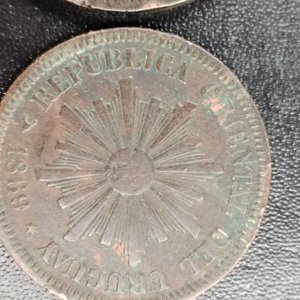Dos Monedas Uruguay: 2 y 4 Centésimos, 1869 - imagen 7