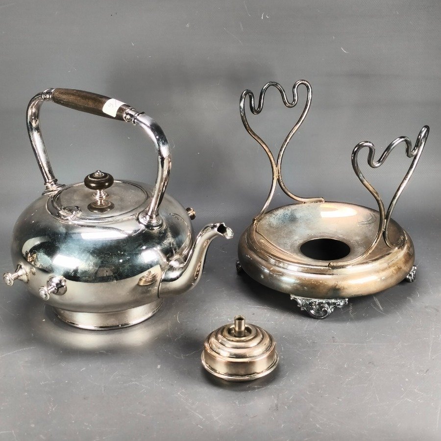 Samovar Sheffield completo con tapa abatible, tirador y asa en madera - imagen 6