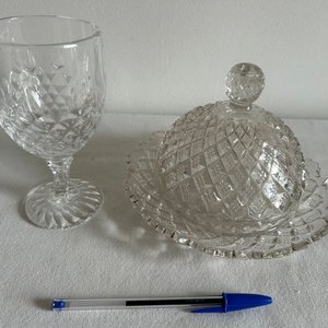 Caramelera y Copa de Cristal Tallado - imagen 1