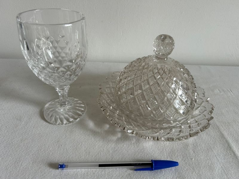 Caramelera y Copa de Cristal Tallado