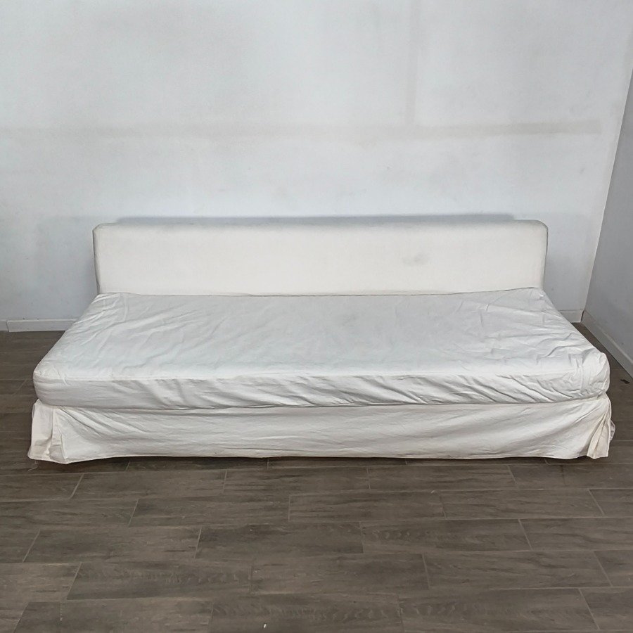 Sillón tipo camastro tapizado en Jean blanco - imagen 7