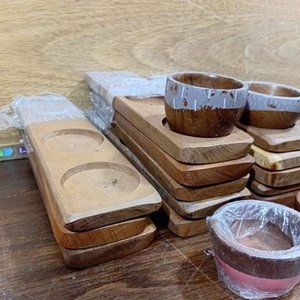 Lote de Bases y Cuencos de Madera de Algarrobo para Decorar - imagen 3