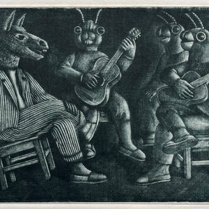 Lote anterior: Grabado "El asno y las cigarras" de Luis Alberto Solari, 155/200