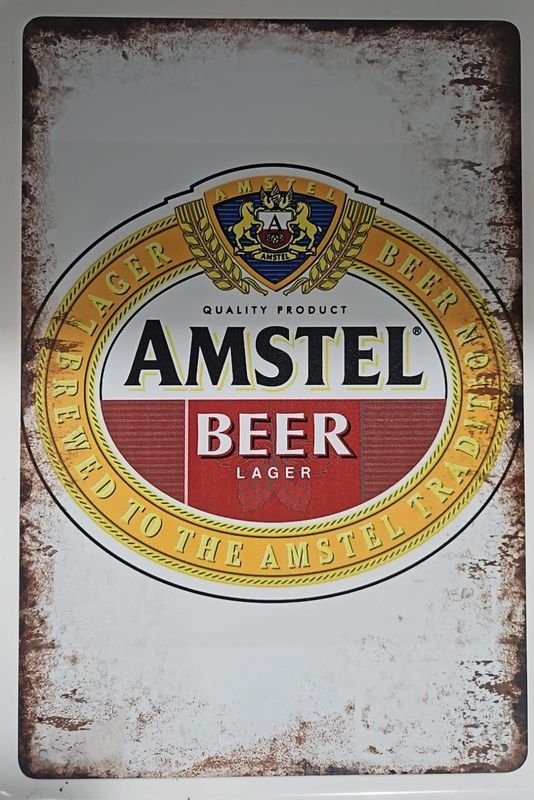 Cartel decorativo en chapa de cerveza Amstel