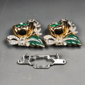 Broche Vintage "Coro Duette" Floral con Clips y Montura - imagen 3