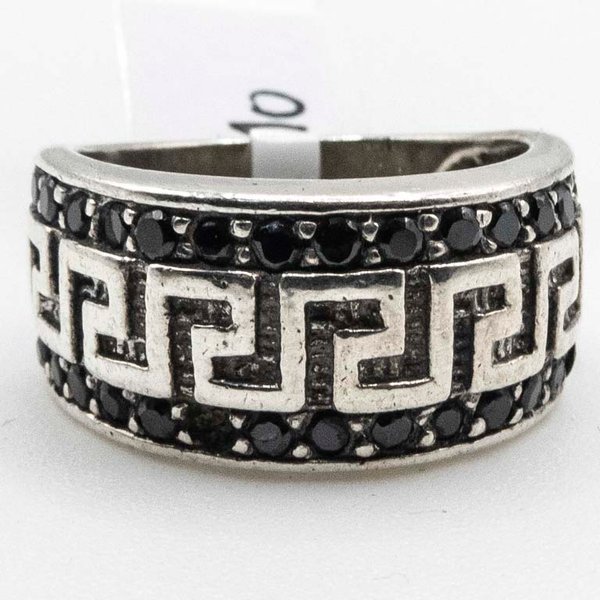 Anillo de Plata con Piedras Negras y Diseño Grecorromano - imagen 1