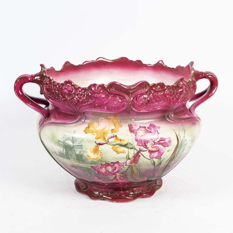 Macetero de mayolica alemana Art Nouveau Bohn - Venta en subasta - imagen 1