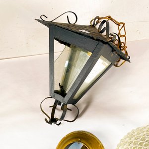 Farol de Hierro Forjado con Tulipa de Vidrio Tallado - imagen 3