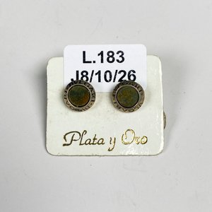 Par de Caravanas de Plata con Piedra y Grabado - imagen 2