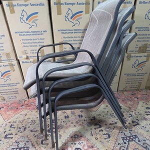 Set de 4 Sillones de Exterior con Estructura Metálica y Asiento de Malla - imagen 5