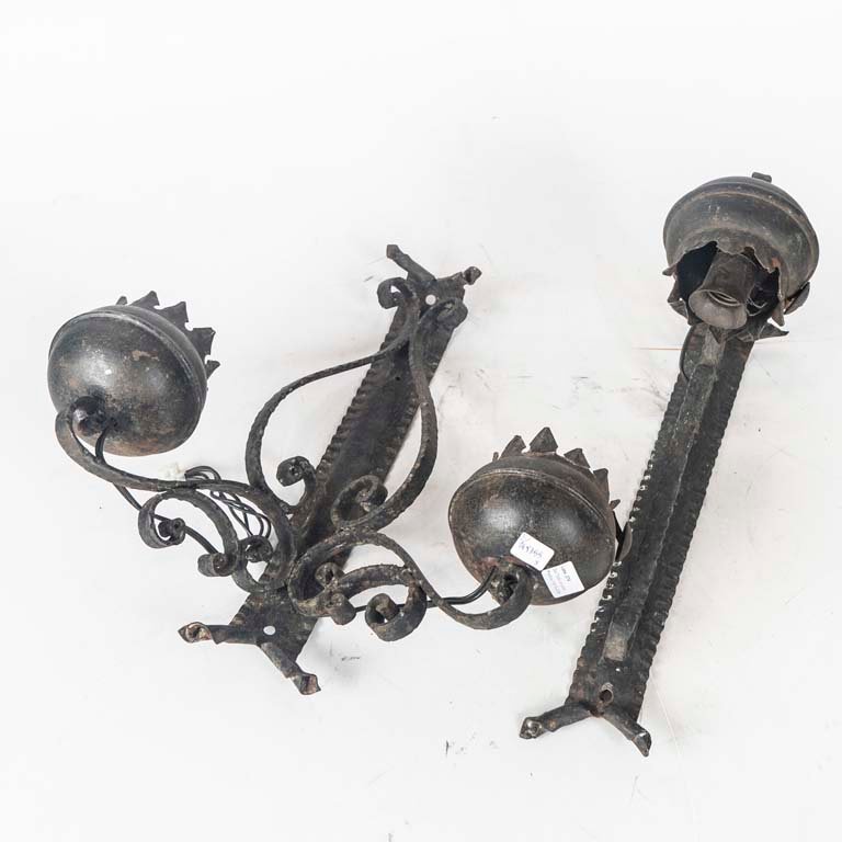 2 Apliques de Hierro para Pared, 1 y 2 Luces